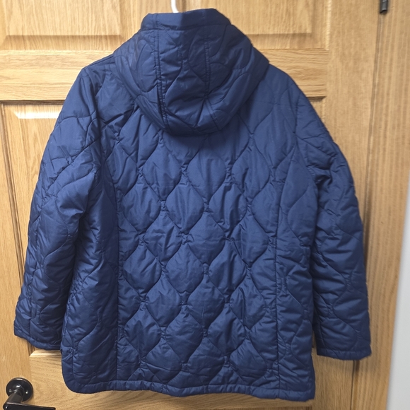 New Lands' End Navy Quilted Hooded Jacket, Women's Size Large - Picture 2 of 3